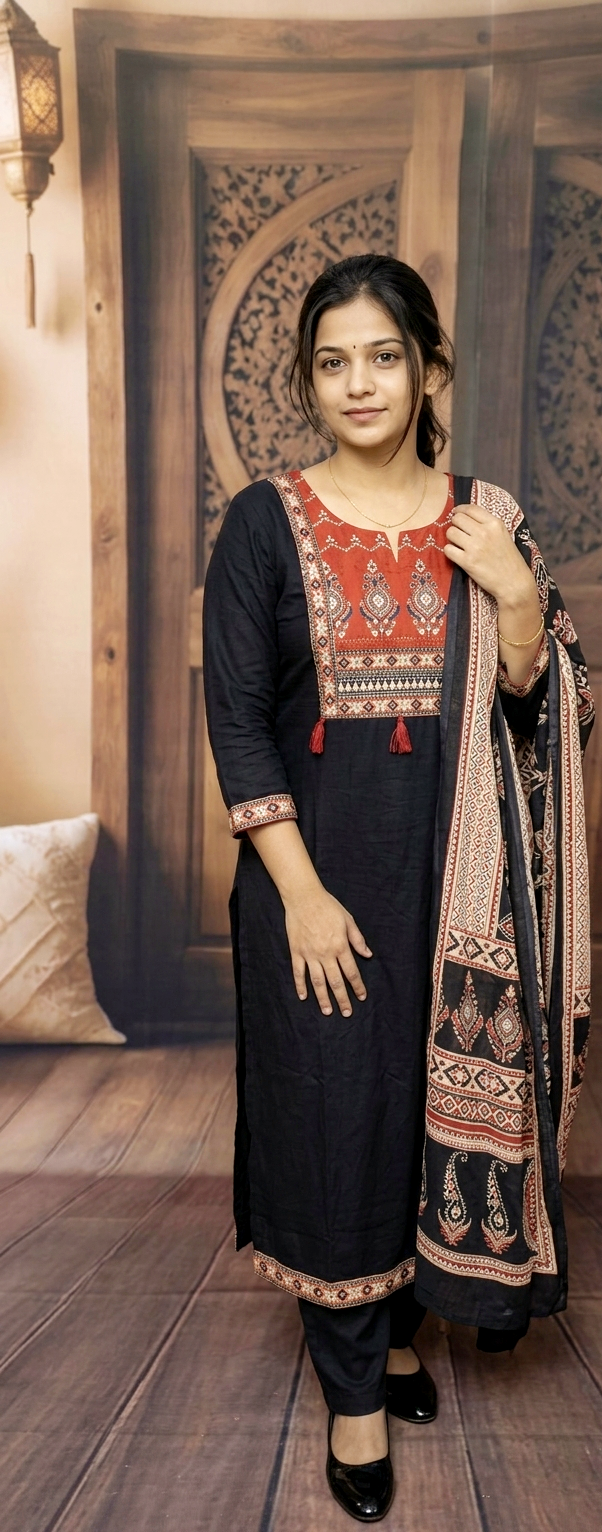 Jaipur Cotton Set [Black , Red]