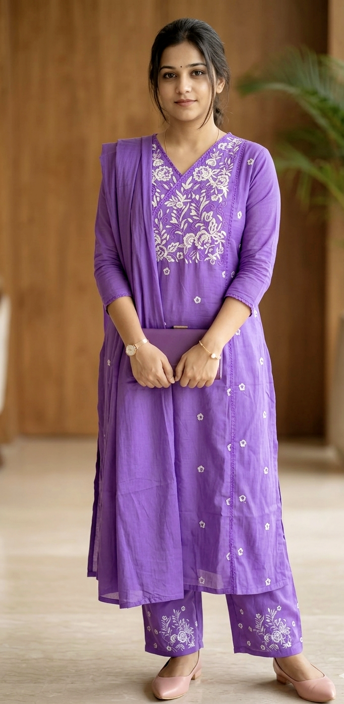 Cotton Kurti Set [ Lavender , Light Green]