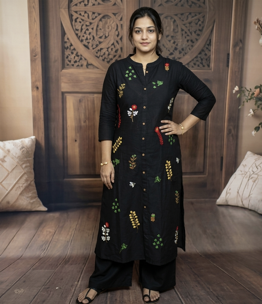 Premium Cotton Co-ord Set [Black]