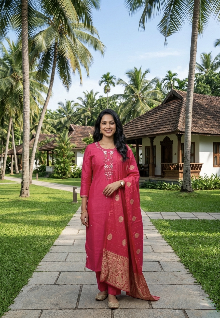 Roman Silk Party Wear [Rani Pink]